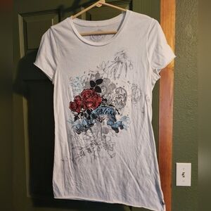 Women's "Jakes" Rose tee shirt with Rhinestone Rose Size Large